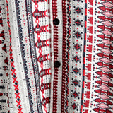 White and Red Striped Cotton Short Sleeve Beach Shirt for Men