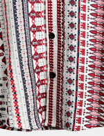 White and Red Striped Cotton Short Sleeve Beach Shirt for Men