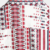 White and Red Striped Cotton Short Sleeve Beach Shirt for Men