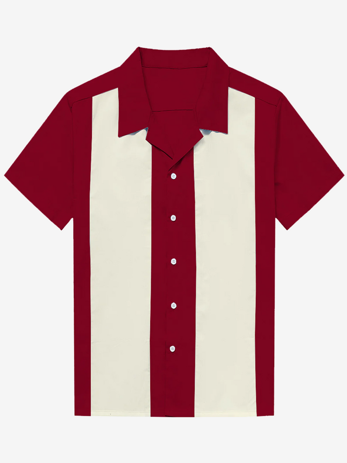 50s Blue Cuban Collar Short Sleeve Shirt