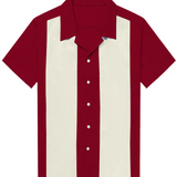 Men's 1950s Retro-Style Short-Sleeve Shirt with Cuban Collar in Navy