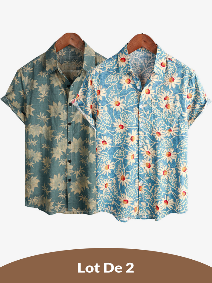 2-Pack | Retro Floral Hawaiian Shirt