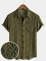 Summer Botanical Print Short Sleeve Shirt