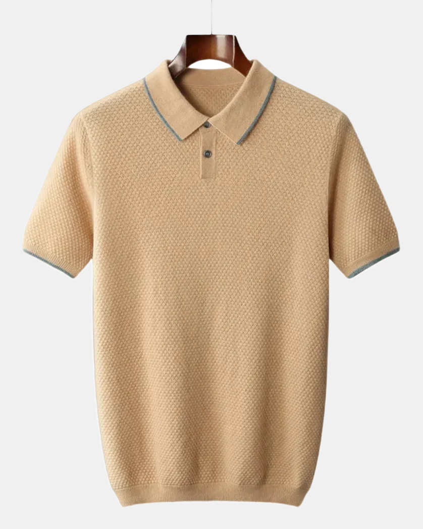 Aristo Men's Cashmere Polo Shirt in Peach