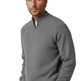 Men's Half-Zip Sweater with Collar – Gray