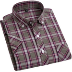 Cotton Checkered Shirt with Short Sleeves