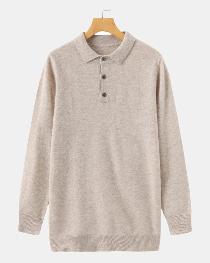 Men's Cashmere Polo Shirt in Beige