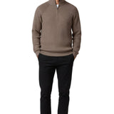 Men's Half-Zip Sweater with Collar – Taupe Brown