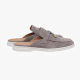Mediterraneo Men's Suede Mules, Light Grey