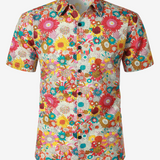 Hawaiian Short-Sleeve Shirt with Fresh Flowers