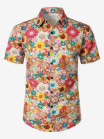 Hawaiian Short-Sleeve Shirt with Fresh Flowers