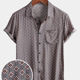 Vintage Geometric Summer Beach Short Sleeve Shirt