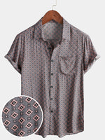Vintage Geometric Summer Beach Short Sleeve Shirt