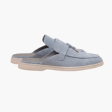 Mediterraneo Men's Suede Mules, Sky Blue
