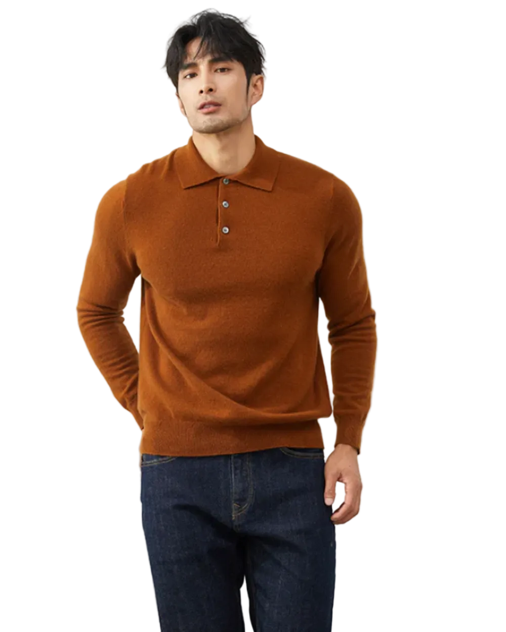 Ponza Cashmere Polo Sweater Orange