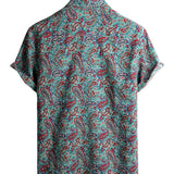 Vintage Cotton Shirt with Short Sleeves with Paisley Pattern for Men