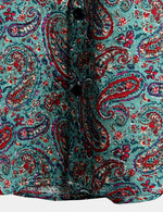 Vintage Cotton Shirt with Short Sleeves with Paisley Pattern for Men