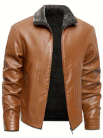 Elegant Leather Jacket with Fleece