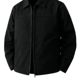 Lightweight Twill Jacket for Men – Black – Regular Fit