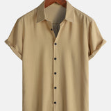 Casual Khaki Solid Color Summer Shirt