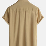 Casual Khaki Solid Color Summer Shirt