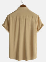 Casual Khaki Solid Color Summer Shirt