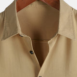 Casual Khaki Solid Color Summer Shirt