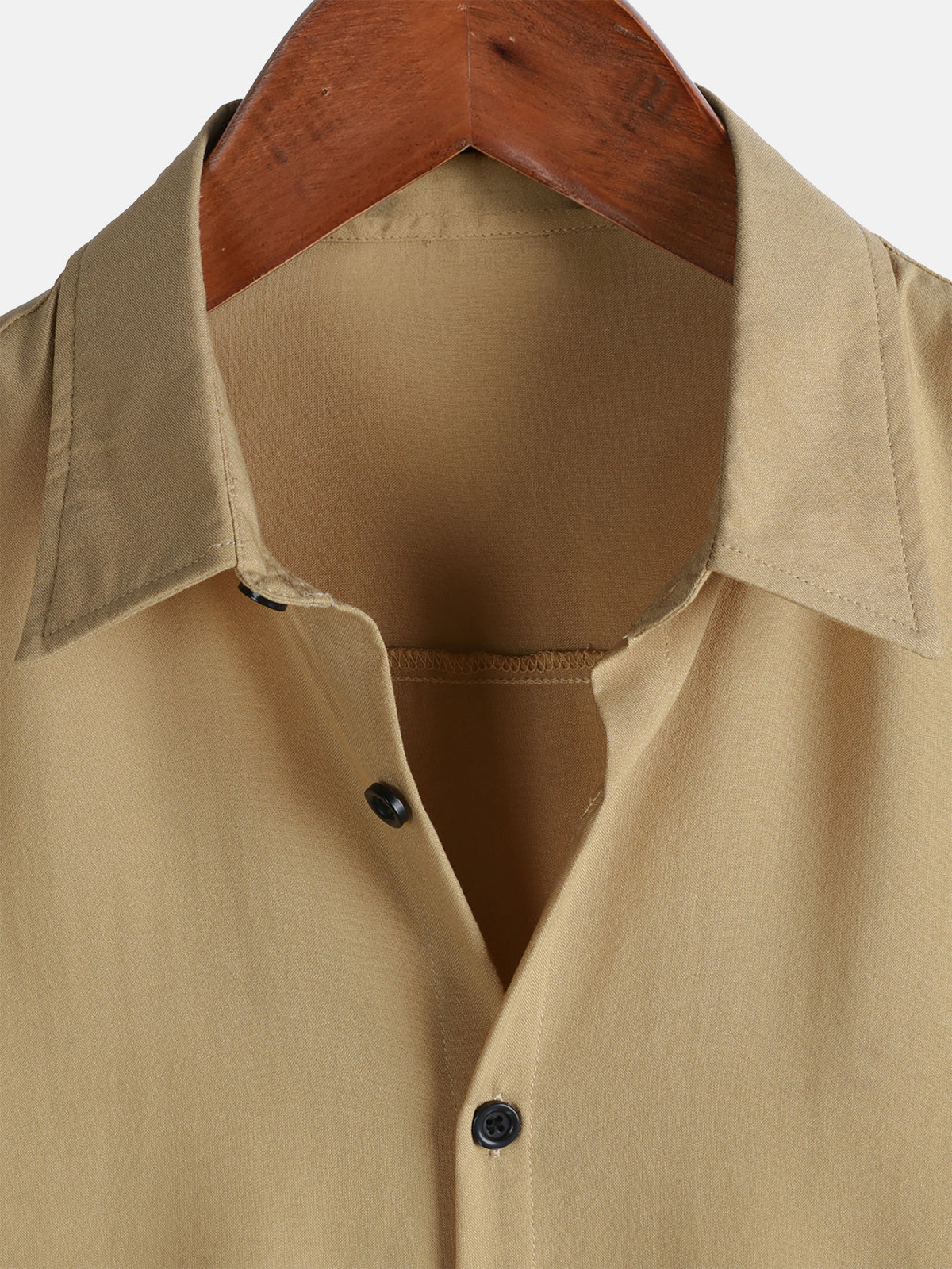 Casual Khaki Solid Color Summer Shirt
