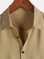 Casual Khaki Solid Color Summer Shirt