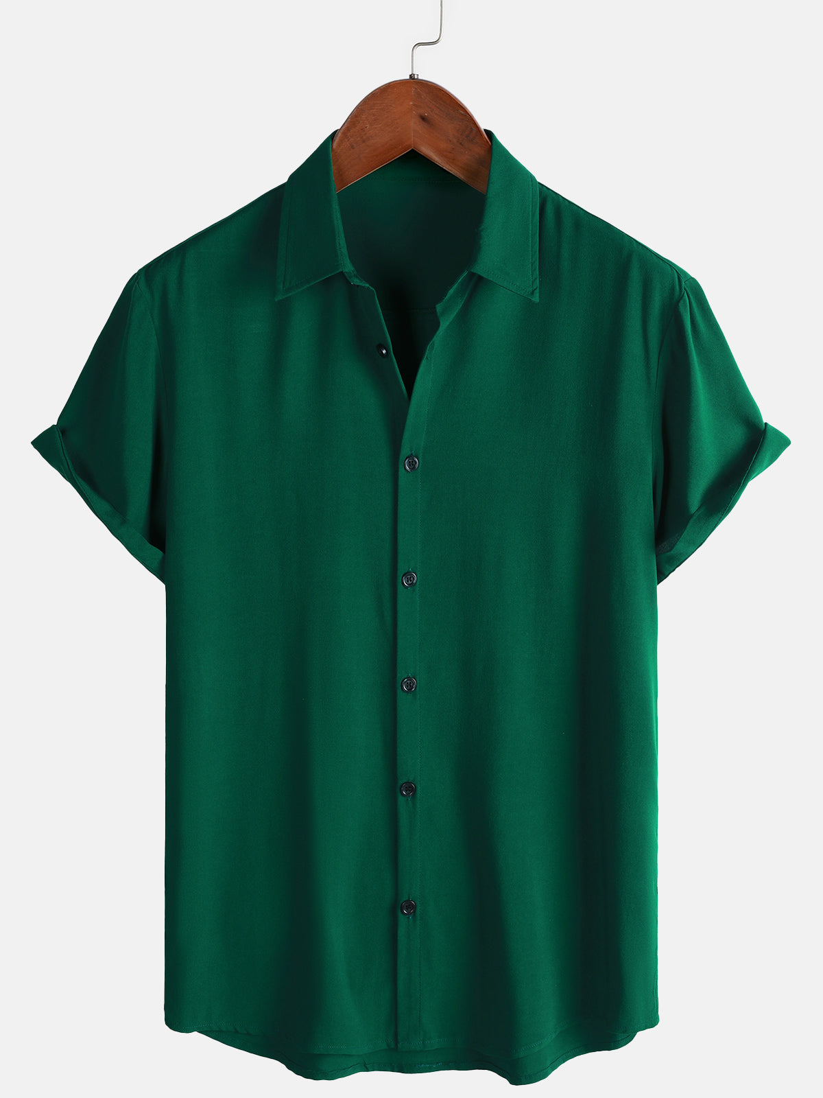 Casual Green Solid Color Summer Shirt