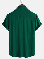 Casual Green Solid Color Summer Shirt