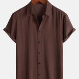 Casual Brown Solid Color Summer Shirt