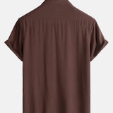 Casual Brown Solid Color Summer Shirt