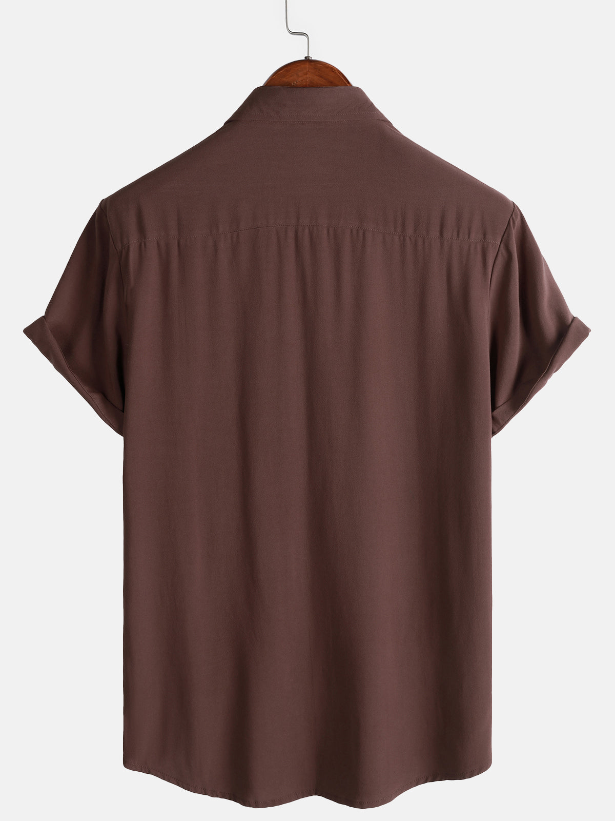 Casual Brown Solid Color Summer Shirt