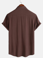 Casual Brown Solid Color Summer Shirt
