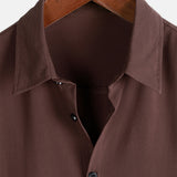 Casual Brown Solid Color Summer Shirt