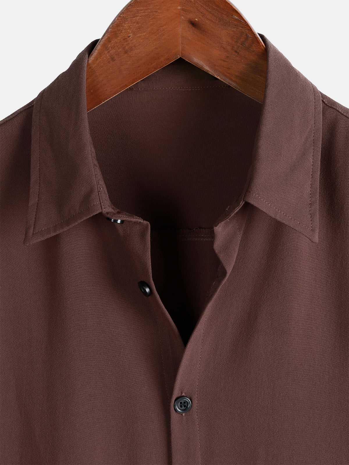 Casual Brown Solid Color Summer Shirt