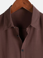 Casual Brown Solid Color Summer Shirt
