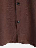 Casual Brown Solid Color Summer Shirt