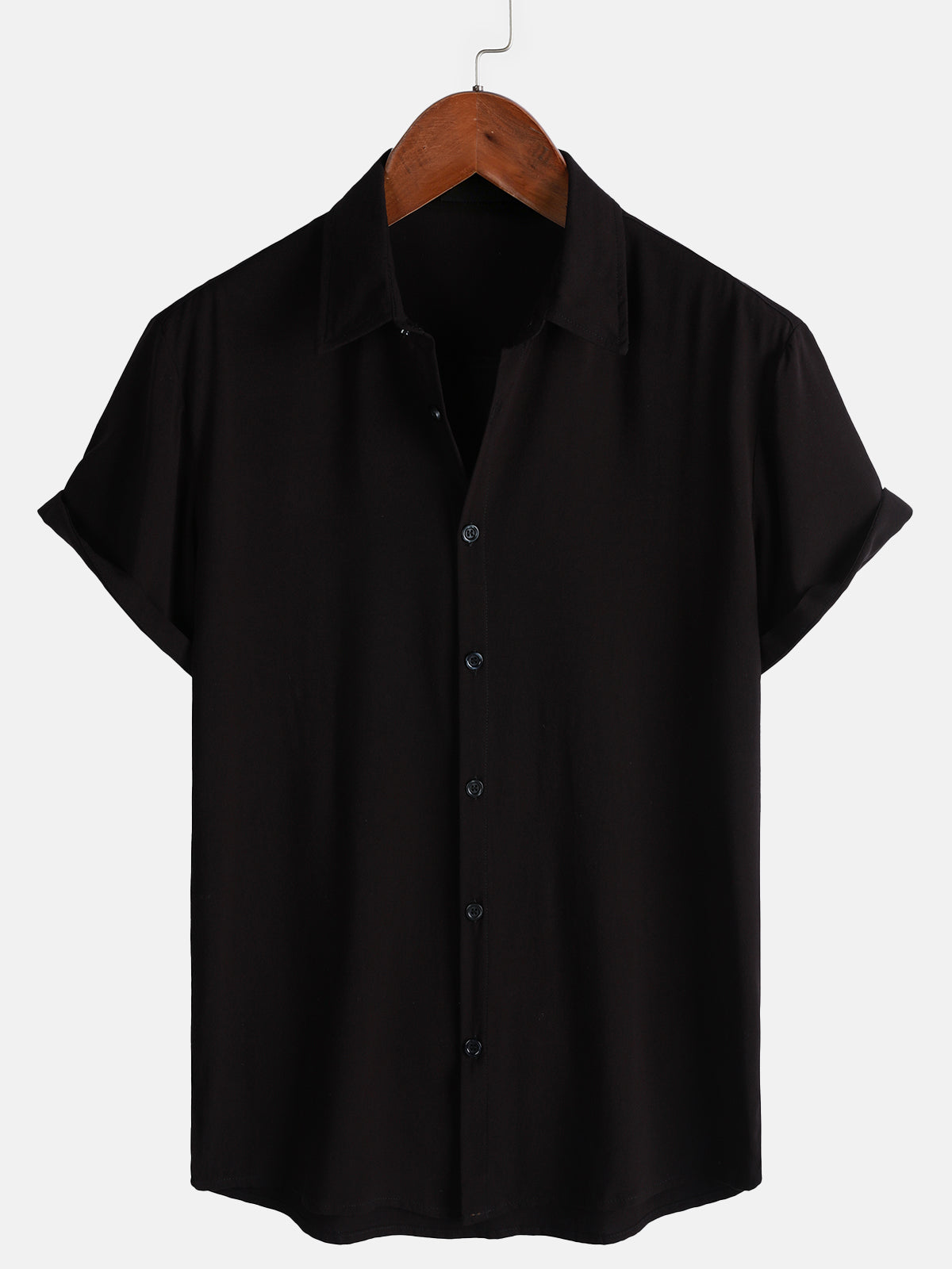 Casual Black Solid Color Summer Shirt