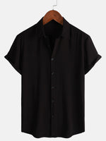 Casual Black Solid Color Summer Shirt