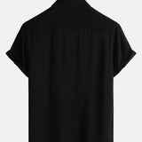 Casual Black Solid Color Summer Shirt