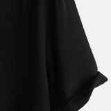 Casual Black Solid Color Summer Shirt