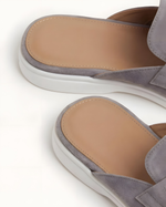 Light Gray Suede Mediterranean Mules