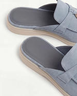 Mediterraneo Men's Suede Mules, Sky Blue