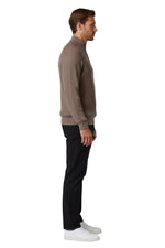 Men's Half-Zip Sweater with Collar – Taupe Brown