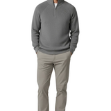Men's Half-Zip Sweater with Collar – Gray