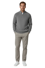 Men's Half-Zip Sweater with Collar – Gray