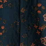 Men's Summer Cotton Short-Sleeve Shirt with Buttons, Floral, Navy