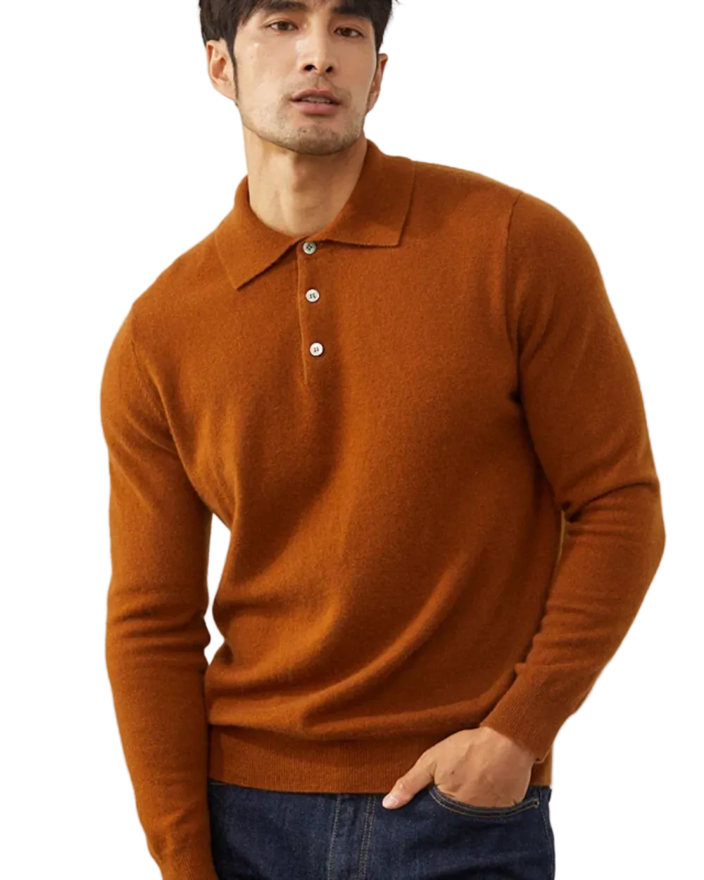 Ponza Cashmere Polo Sweater Orange